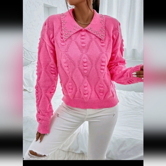 125- Best seller!! Cable knit sweater with peter pan collar - Picture 2 of 4